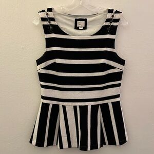 Anthropologie Peplum Black & White Top